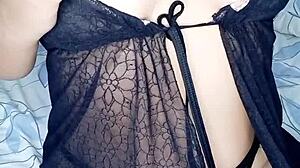 Curvy girl touches her big ass and tits alone