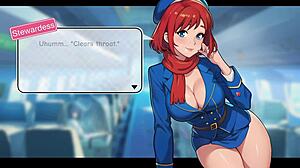 Honeysun's fiery redhead flight attendant cosplay takes off