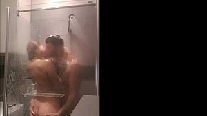 Amateur shower fun with petite blonde Bella Rico and Magic Javi