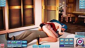 Blue haired beauty having fun in silly positions