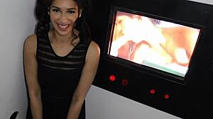 KITTY SUCKS COCKS IN GLORYHOLE WITH PIGTAILS