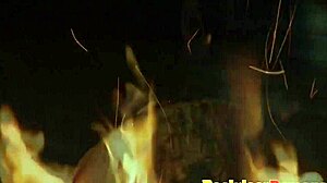 Amateur couple engages in blowjob and anal fucking by the fire