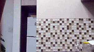 Just a macho guy washing dishes in the nude