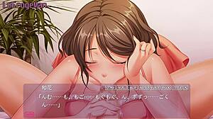 this anime couple has a blowjob and cumshot in the next door story