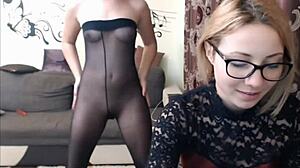 Cute Camgirls Kiss and Play in Pantyhose Lesbian Fun