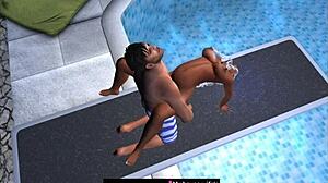 Scene taken at public swimming pool jumping board part three