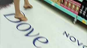 Wife at the market without panties showing off