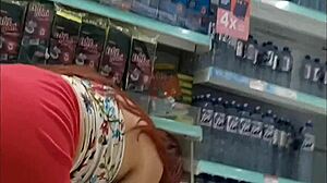 Wife at the market without panties showing off