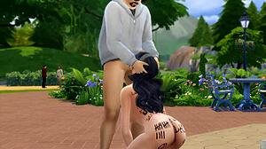 Hey, watch this public slut playing outdoor games 😏