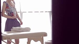 Free porn with oiled up teen in 007 themed hardcore scene