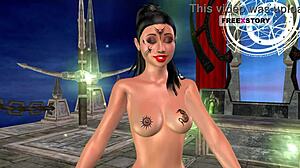 cute indian girl in 3d cartoon masturbates with banana