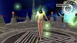 cute indian girl in 3d cartoon masturbates with banana