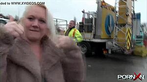 watch this british blonde flashing her perky tits and pissing outdoors