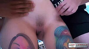 Tattooed Mila Spook, Brazilian pornstar, enjoys big black cock in threesome