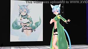 Big-boobed Sinon in Sword Art Online MMD video