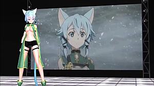 Big-boobed Sinon in Sword Art Online MMD video