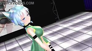 Big-boobed Sinon in Sword Art Online MMD video
