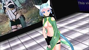 Big-boobed Sinon in Sword Art Online MMD video