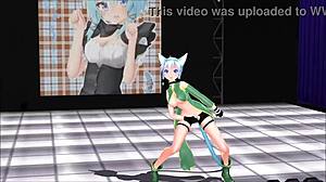 Big-boobed Sinon in Sword Art Online MMD video