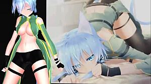 Big-boobed Sinon in Sword Art Online MMD video