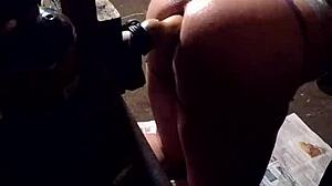 Intense butt fucking with thin dildo!