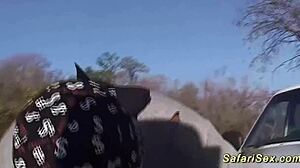 chubby african wife gets ass fucked by monster cock outdoors in public