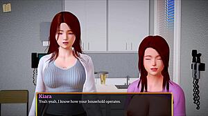 redhead and brunette in homemade game with amateurs