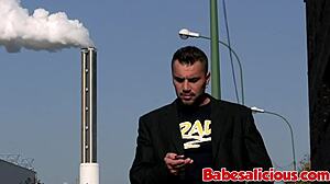 Watch this perfect babe take a huge black dildo anally