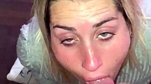 Blonde slut gets 10 minutes of deepthroat cock sucking