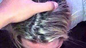 Blonde slut gets 10 minutes of deepthroat cock sucking