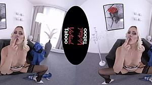 Blonde with big tits gets POV office fuck