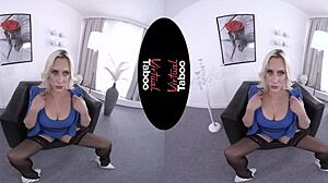 Blonde with big tits gets POV office fuck