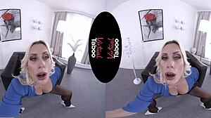 Blonde with big tits gets POV office fuck