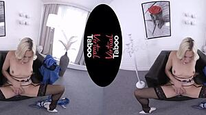 Blonde with big tits gets POV office fuck