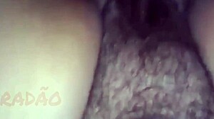 Explosive handjob on hairy pussy!