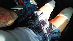 look at this schoolgirl flashing panties on the bus ride