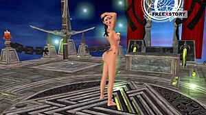 In this animated cartoon, a cute girl has her pussy licked by a tongue.