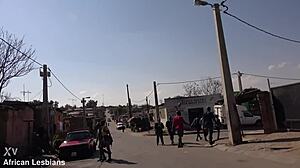 Hot lesbian scene with an African couple with intense orgasms