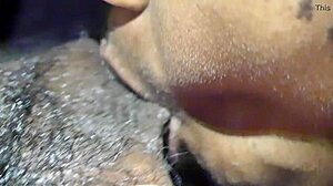 Ebony girl sucks big black cock sloppy in the car, spitting and deepthroating