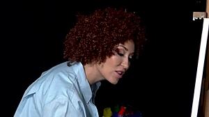 Big Tits Milf Ryan Keely in Bob Ross Cosplay Gets Excited During Painting Webcam Tutorial