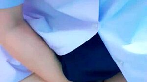 Thai teen in school uniform rides hard for creampie after class