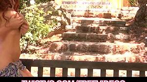 veronica strips and fingers herself outdoors 😏