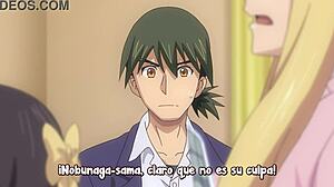 Nobunaga-sensei anime wife sucks big tits in hentai scene.