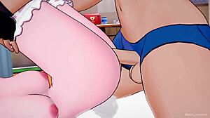 Girlfriend in bunny cosplay craving hard action with friends