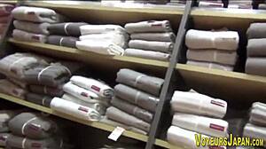 filming asian babe in pantyhose while followed