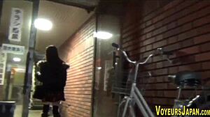 filming asian babe in pantyhose while followed