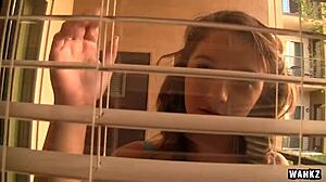 Tight 18 year old brunette slut gets rough blowjob and hardcore bottoming