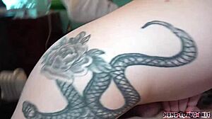 Two tattooed twinks pound each other bareback on my bed