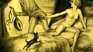 vintage erotic illustration from retro cartoon anime