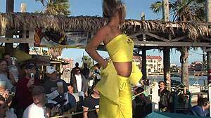College students undress for a daytime competition in South Padre Island